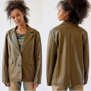 UO Jules Oversized Faux Leather Blazer